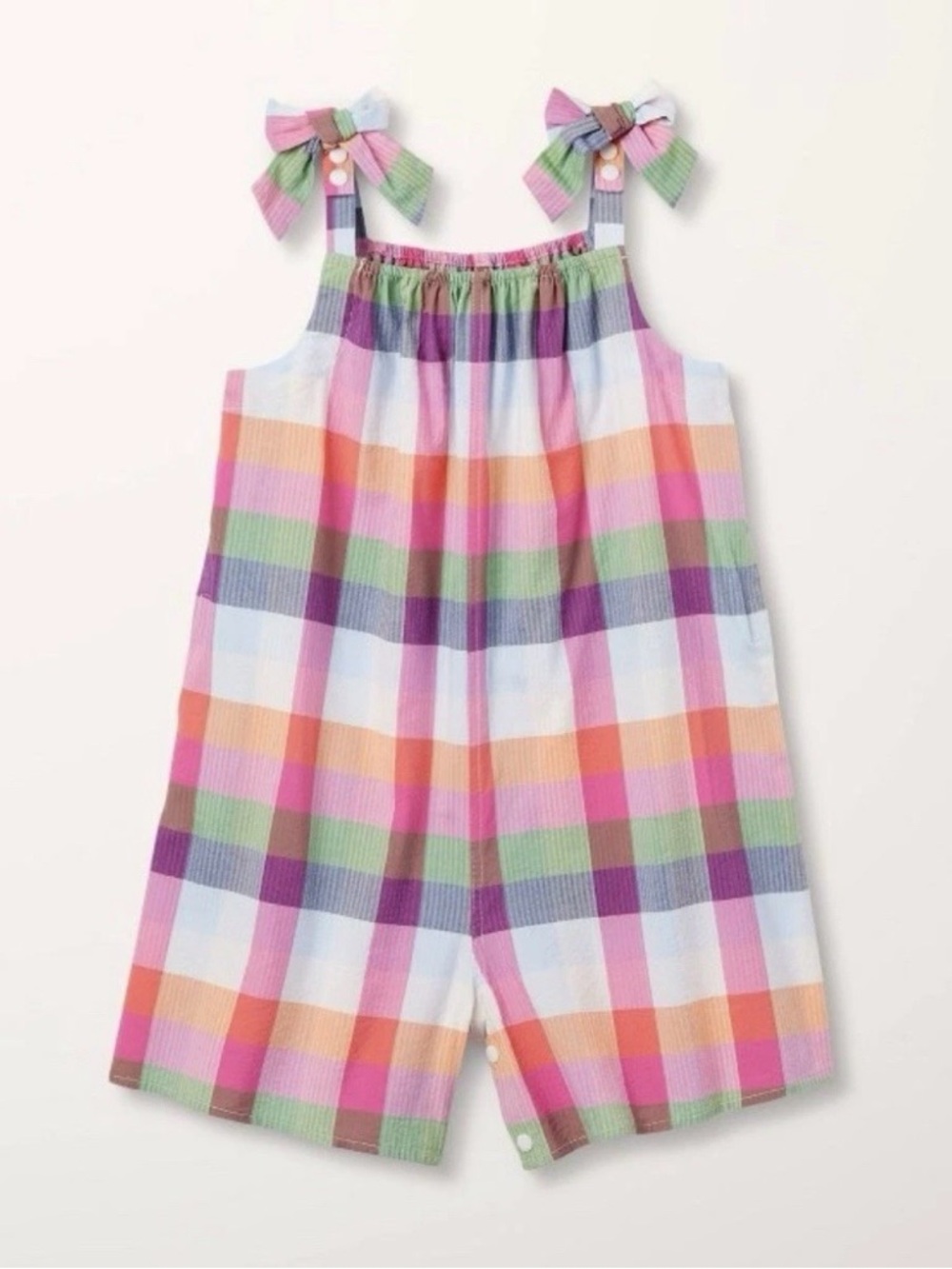 kate spade new york x Target Girls Adaptive Plaid Tie-Shoulder Poplin Romper 3T